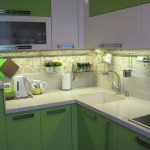 صور مطبخ مودرن باللون الأخضر والأبيض